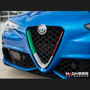 Alfa Romeo Giulia Front V Shield Grill Frame - Carbon Fiber - Italian Theme - QV Model - Feroce Carbon